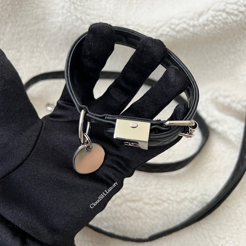 Auth Chanel Black Quilted CC Logo Dog Collar & Leash Set - Size Small - Picture 5 of 15